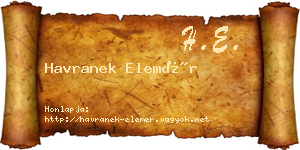Havranek Elemér névjegykártya